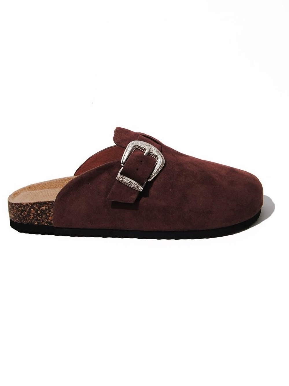 Women's Choco Brown Buckle Mules